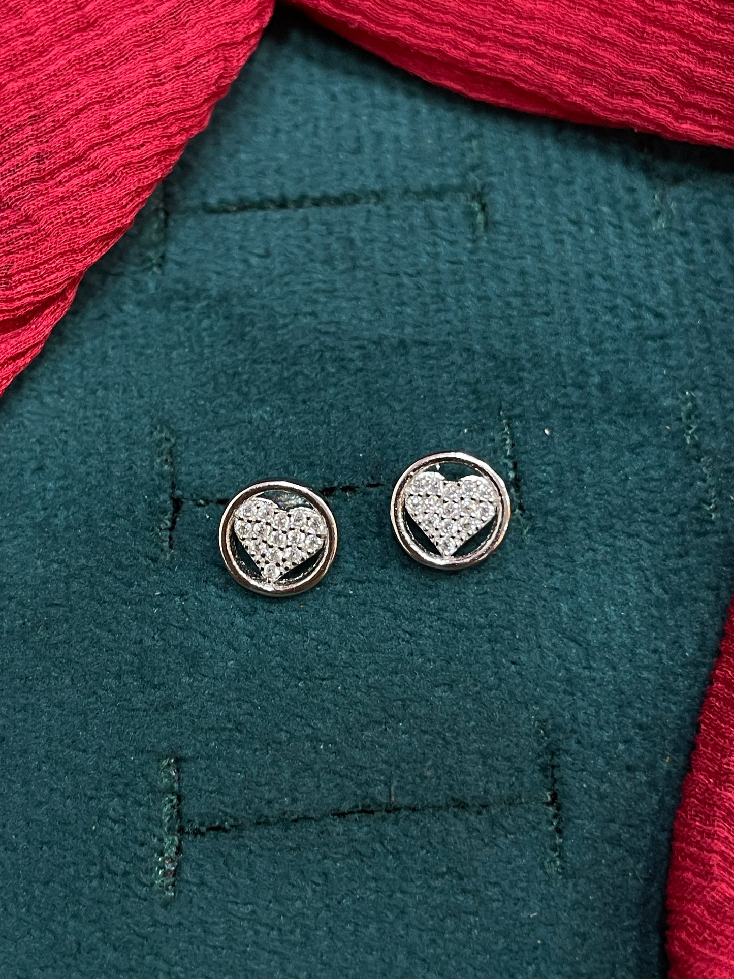 92.5 Silver Heart Shape Studs | Stylish Elegant Design | Jewellery