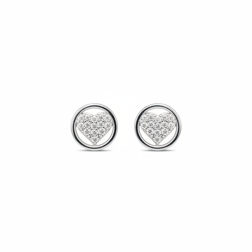 92.5 Silver Heart Shape Studs | Stylish Elegant Design | Jewellery