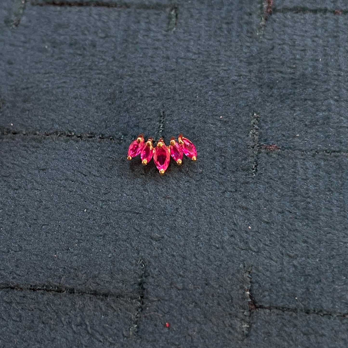 925 Sterling Silver Gold Plated Ruby 5 Leaf Stud Earrings for Women | Floral Design