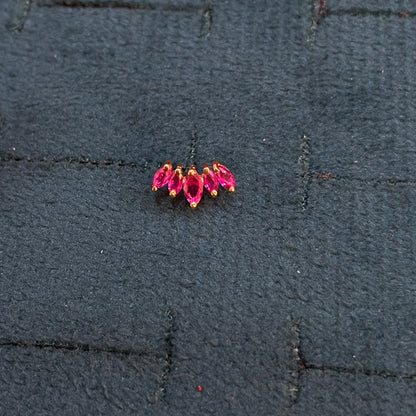 925 Sterling Silver Gold Plated Ruby 5 Leaf Stud Earrings for Women | Floral Design