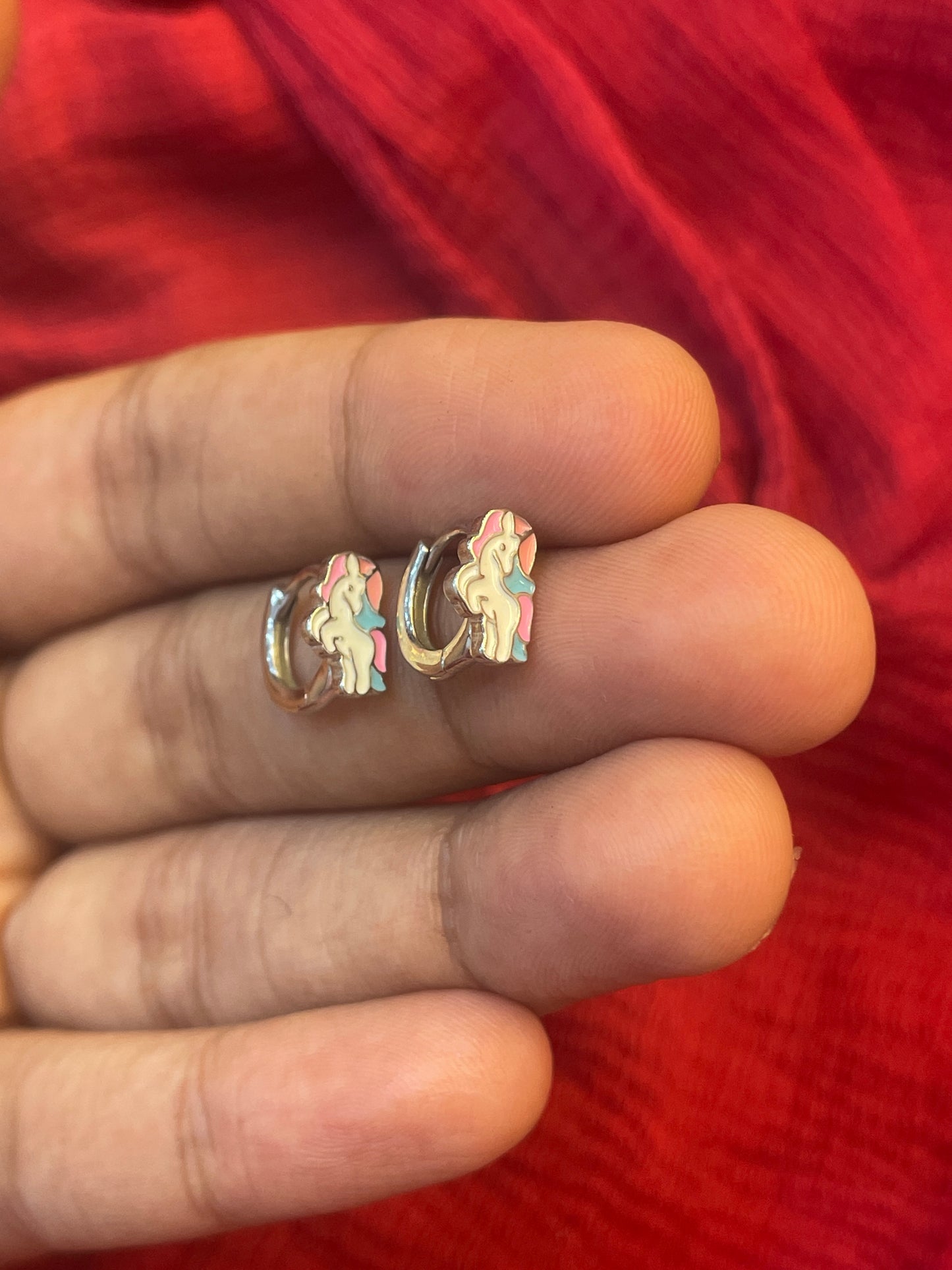 92.5 Silver Unicorn Kids Earrings | Cute Fantasy Design | Baby Jewellery