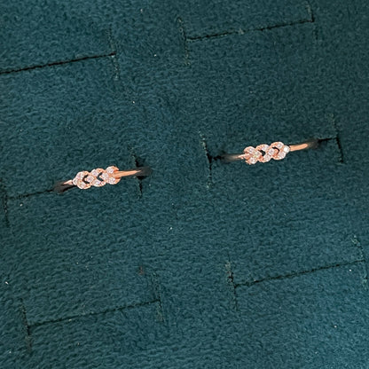 92.5 Silver Rose Gold Plated White CZ Chevron Toe Rings