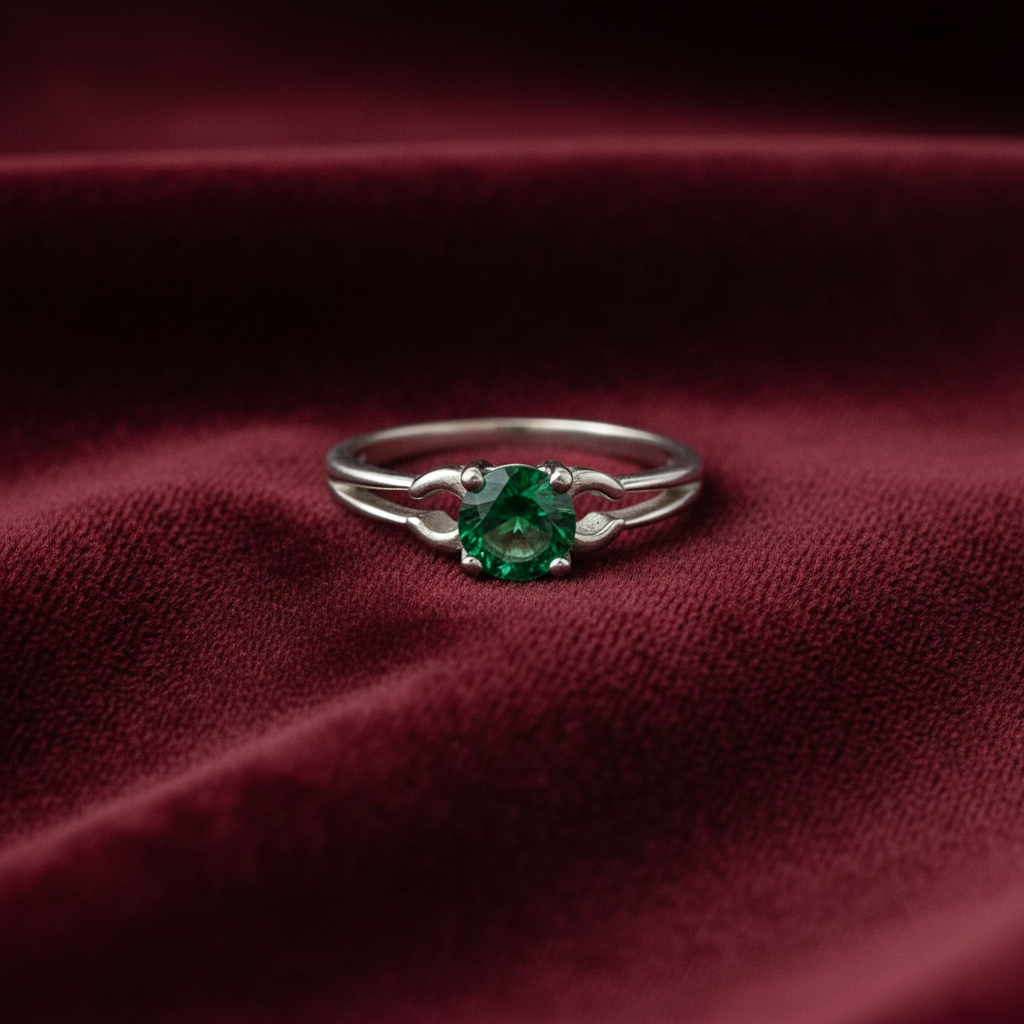 92.5 Silver Green Stone Ring for Women Size 9 | Stylish Vibrant Design | Elegant Fashion Jewellery