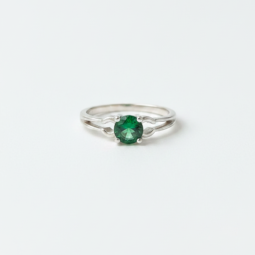 92.5 Silver Green Stone Ring for Women Size 9 | Stylish Vibrant Design | Elegant Fashion Jewellery
