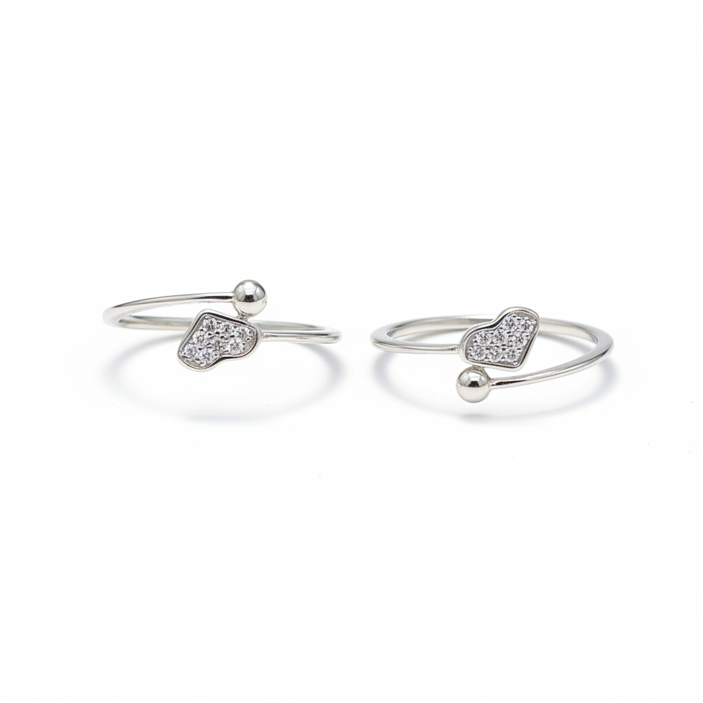 92.5 Silver Toe Rings for Women | Heart Design | Traditional Jewellery