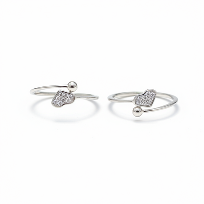 92.5 Silver Toe Rings for Women | Heart Design | Traditional Jewellery