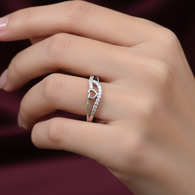 925 Silver Heart Ring- Size 12