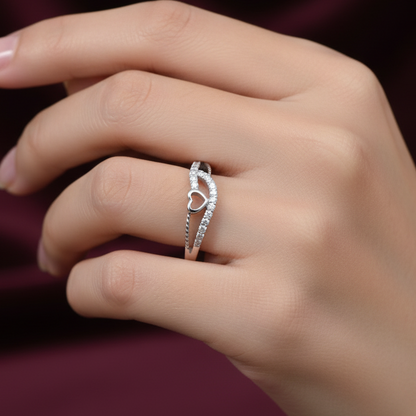 925 Silver Heart Ring- Size 12