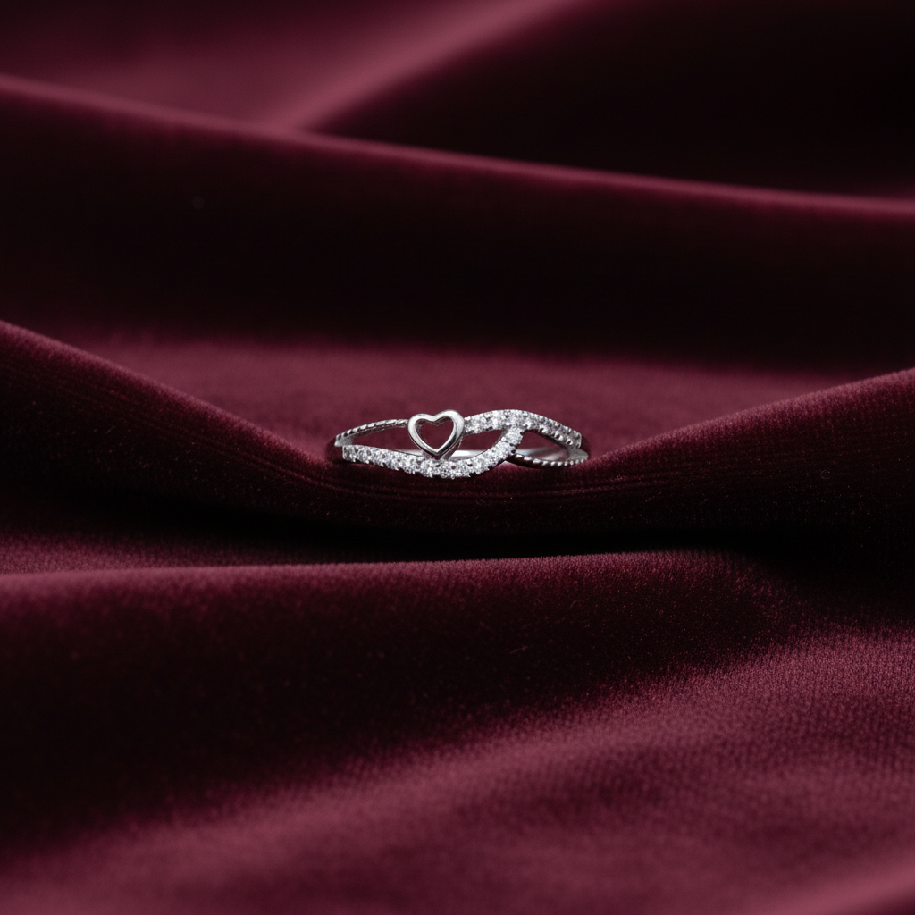 925 Silver Heart Ring- Size 12