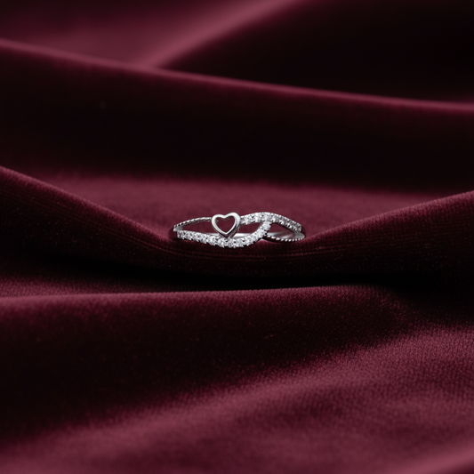 925 Silver Heart Ring- Size 12