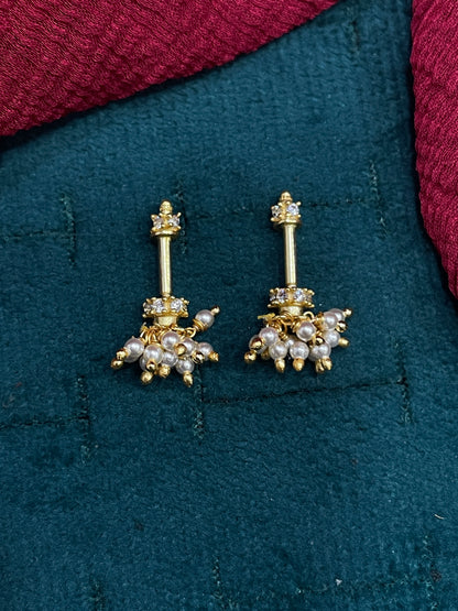 92.5 Silver Mini Jhumki Bugadi (White) | Stylish Cute Design | Elegant Jewellery (pair)