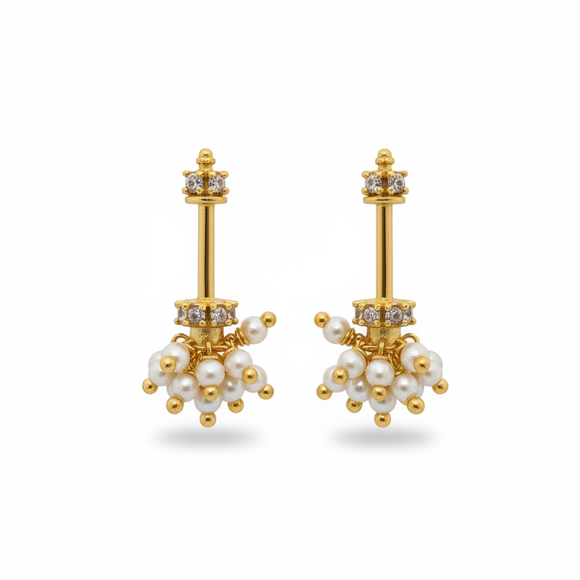 92.5 Silver Mini Jhumki Bugadi (White) | Stylish Cute Design | Elegant Jewellery (pair)