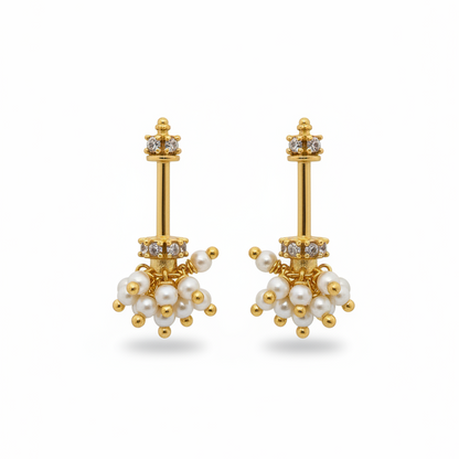 92.5 Silver Mini Jhumki Bugadi (White) | Stylish Cute Design | Elegant Jewellery (pair)