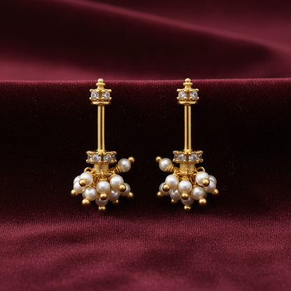 92.5 Silver Mini Jhumki Bugadi (White) | Stylish Cute Design | Elegant Jewellery (pair)