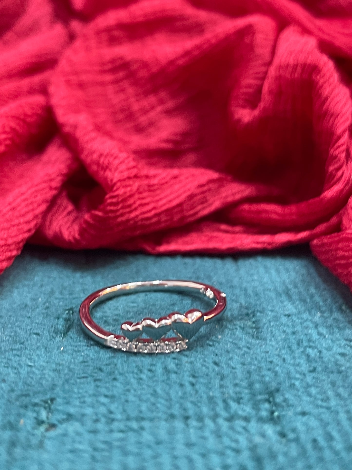 92.5 Silver Shiny Heart Ring - Size 11