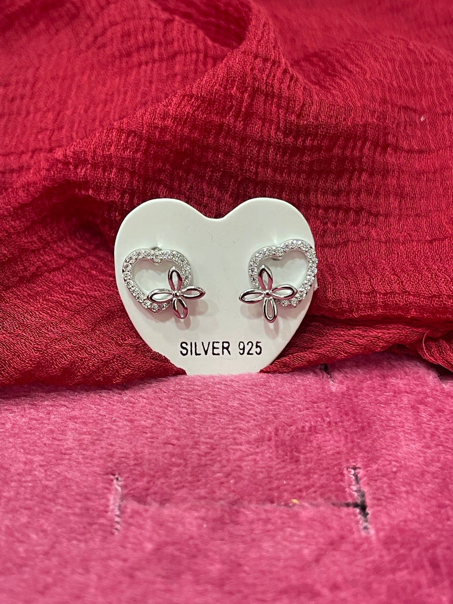 92.5 Silver Premium Heart Studs | Classy Romantic Design | Jewellery