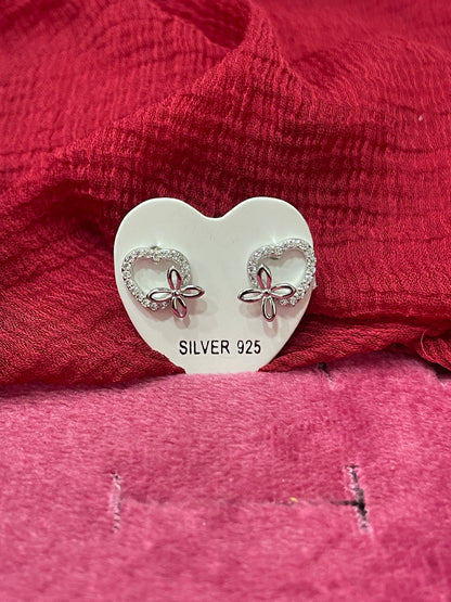 92.5 Silver Premium Heart Studs | Classy Romantic Design | Jewellery