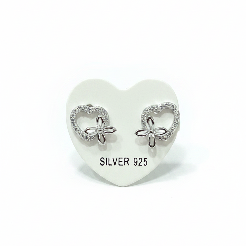 92.5 Silver Premium Heart Studs | Classy Romantic Design | Jewellery