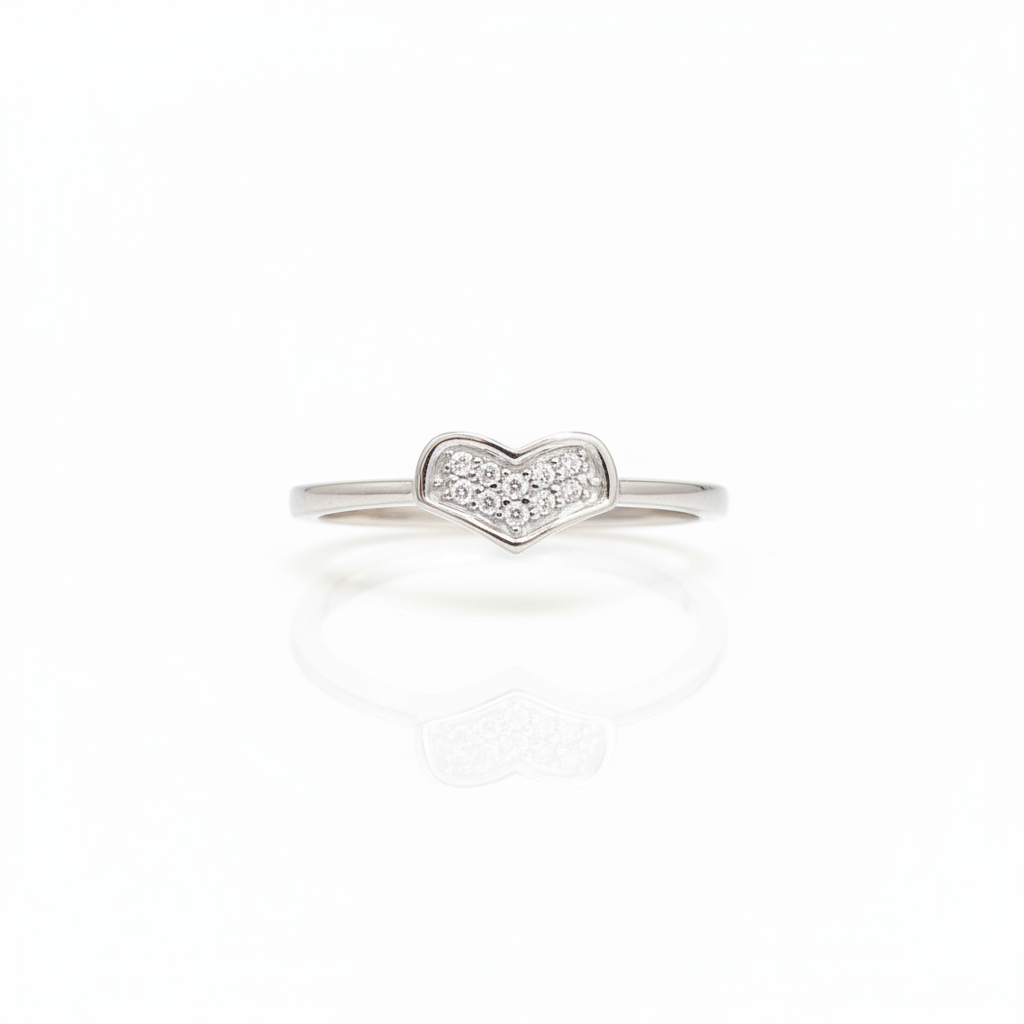 92.5 Silver White Stone Heart Ring for Women Size 13 | Stylish Sparkle Design | Elegant Jewellery