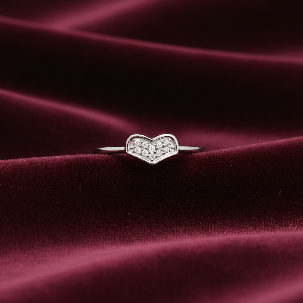 92.5 Silver White Stone Heart Ring for Women Size 13 | Stylish Sparkle Design | Elegant Jewellery