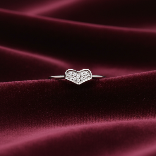 92.5 Silver White Stone Heart Ring for Women Size 13 | Stylish Sparkle Design | Elegant Jewellery