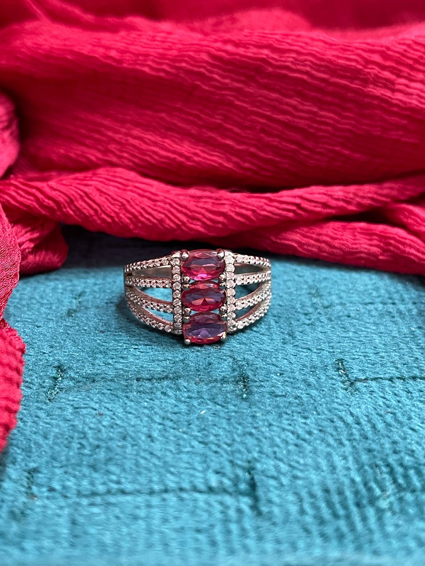 92.5 Silver Classy Pink Stone Ring for Women Size 17 | Elegant Premium Design | Stylish Jewellery
