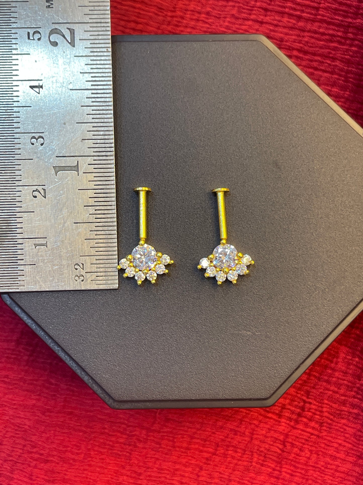 92.5 Silver Gold Plated Half Flower Bugadi - Pair