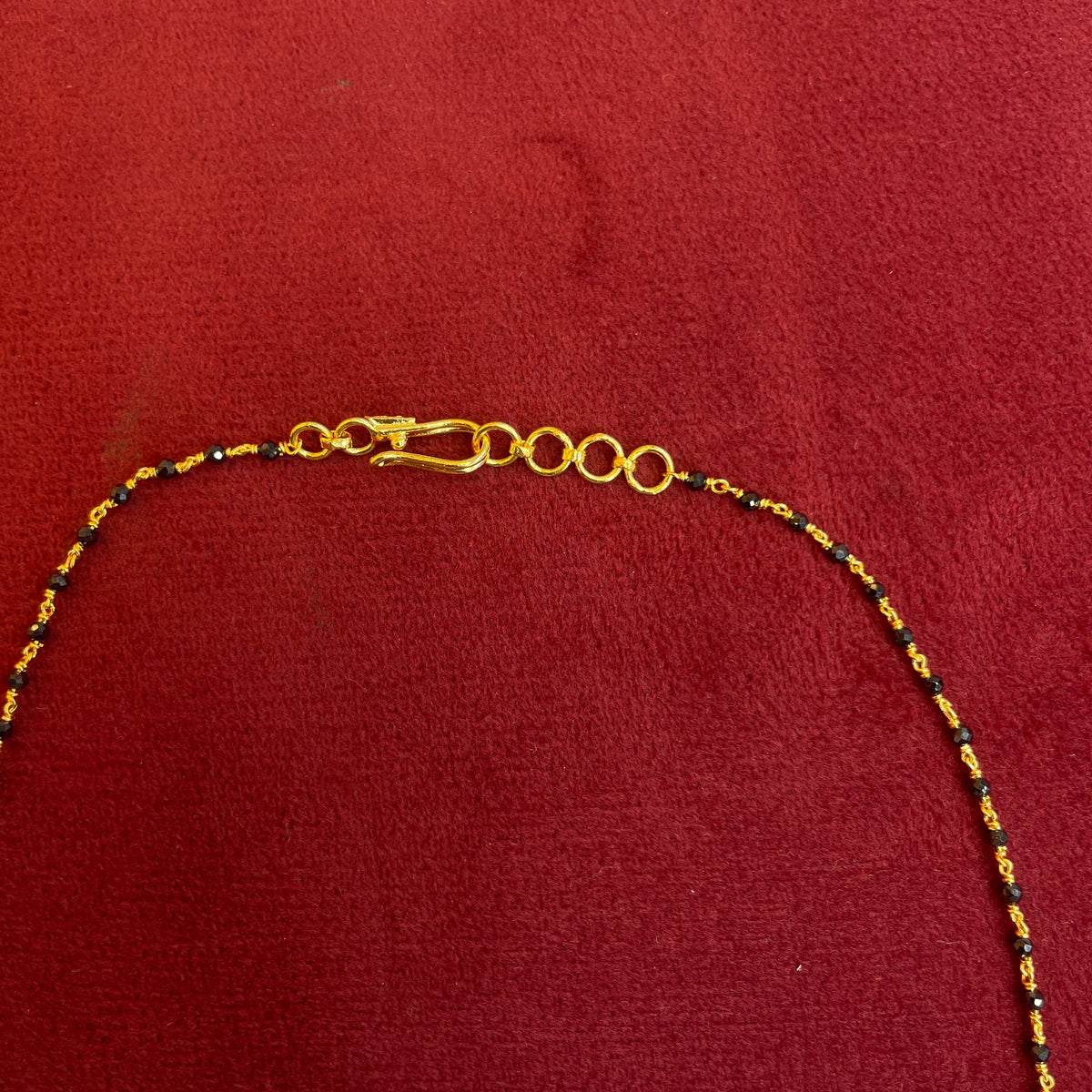 92.5 Silver Navarathna Black Bead Chain for Women