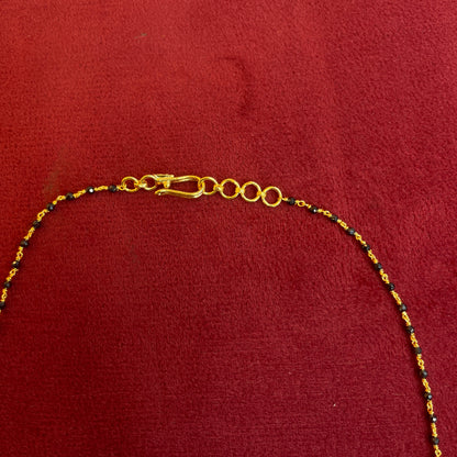 92.5 Silver Navarathna Black Bead Chain for Women