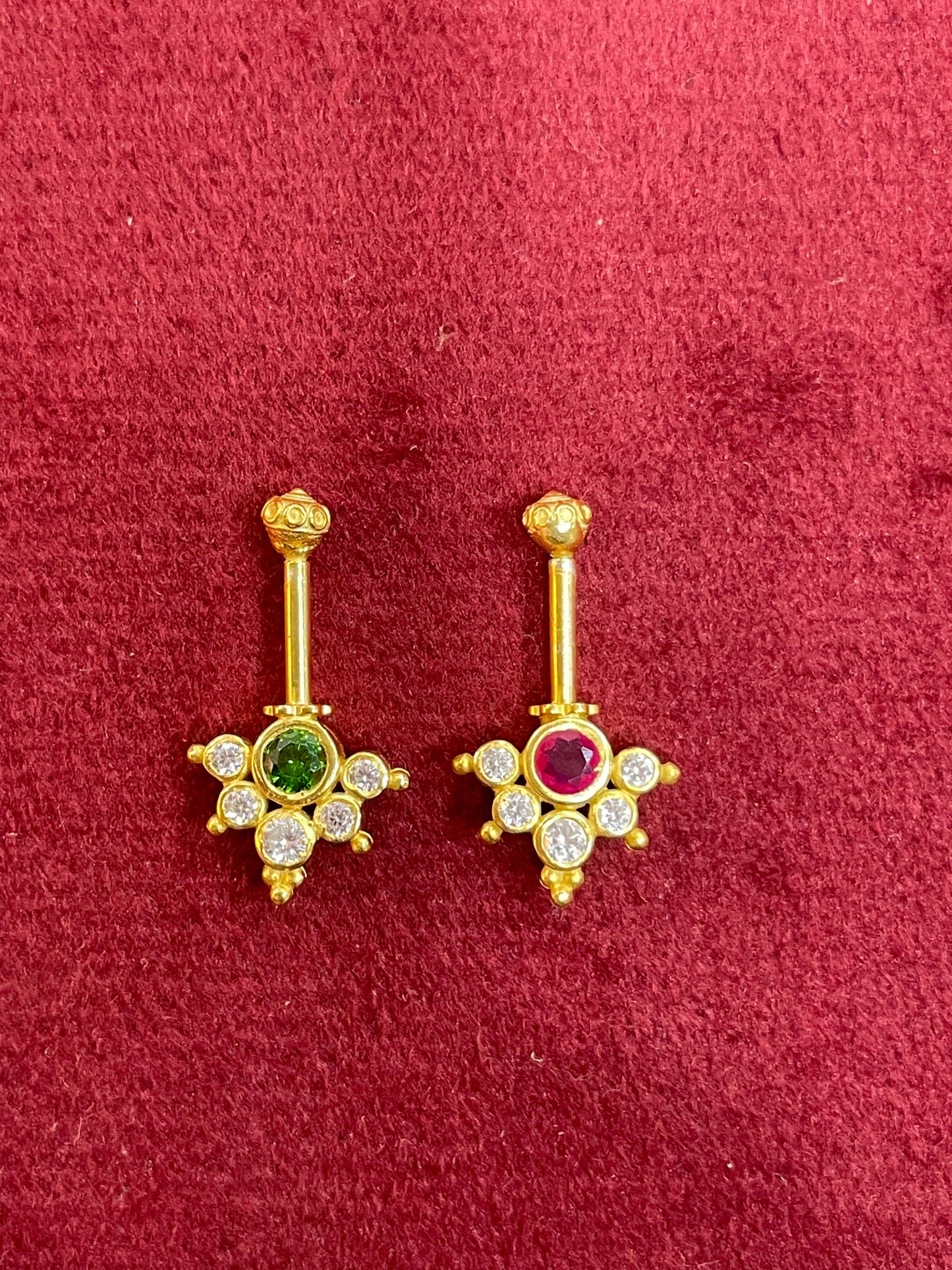 92.5 Silver Multicolor Reversible Temple Bugadi (Pair) | Dual Style Design | Jewellery