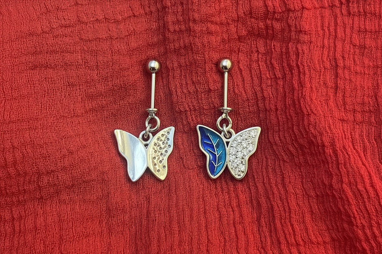 92.5 Silver Blue Butterfly Bugadi for Women | Stylish Ear Cuff Design | Ethnic Jewellery