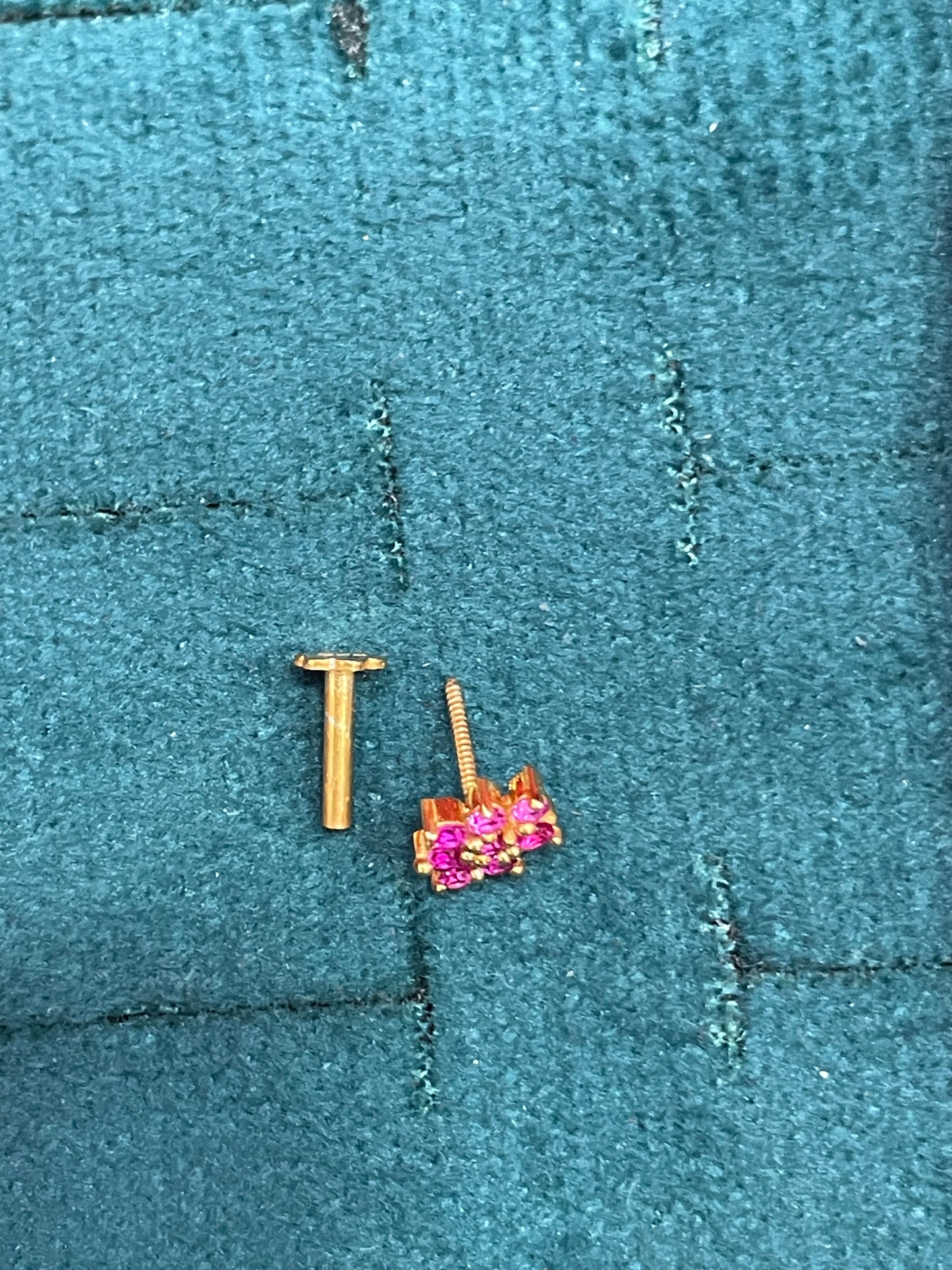 925 Silver Gold Plated Ruby Nose pin