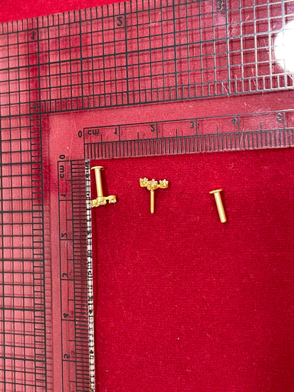 925 Silver Gold Plated 3 Stone Second Studs