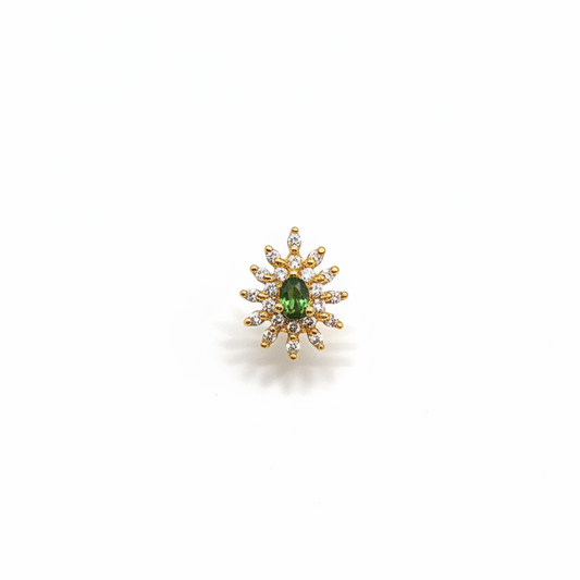 925 Silver Gold Plated Emarald Nosepin