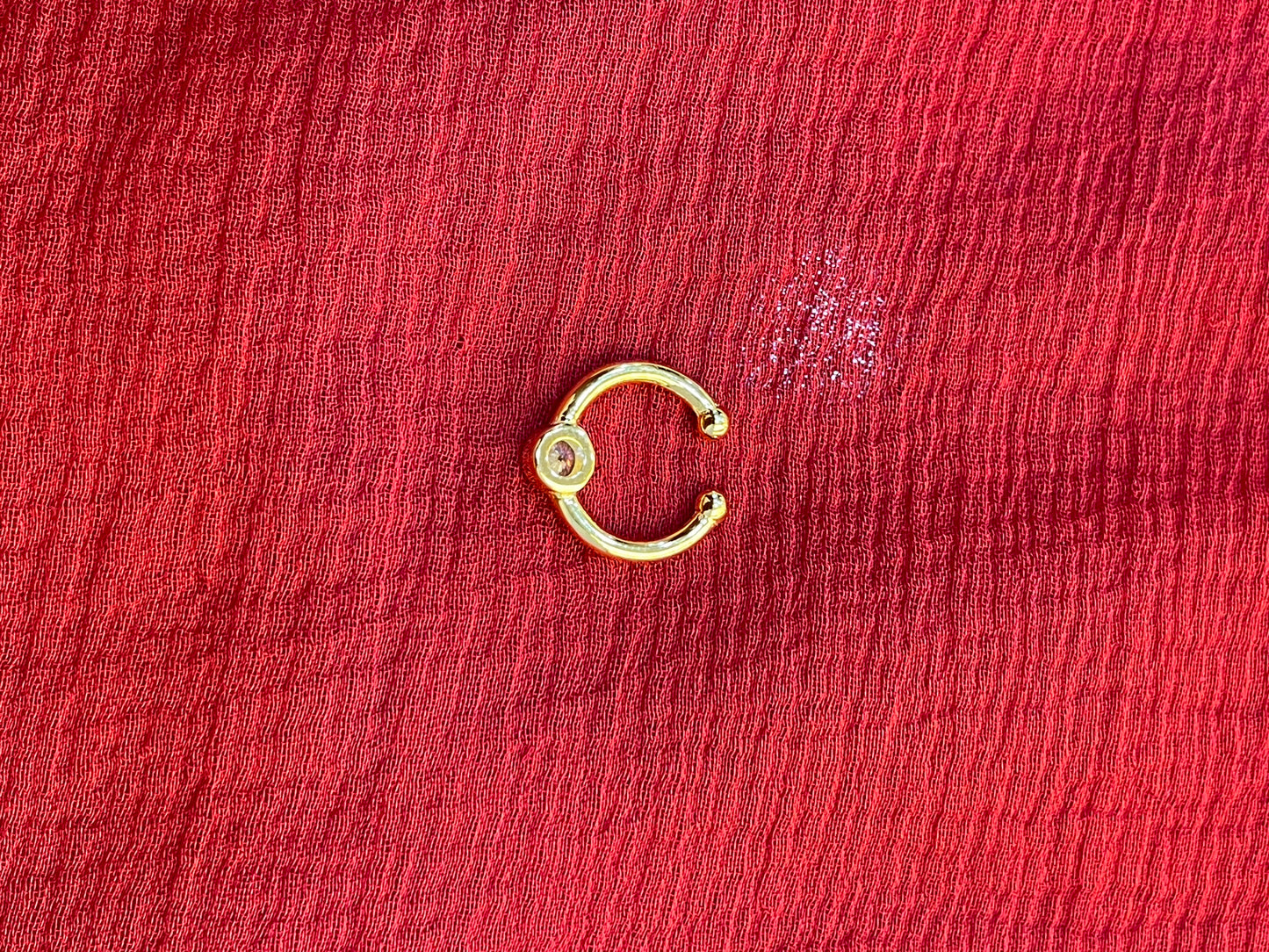 92.5 silver gold plated single white stone septum