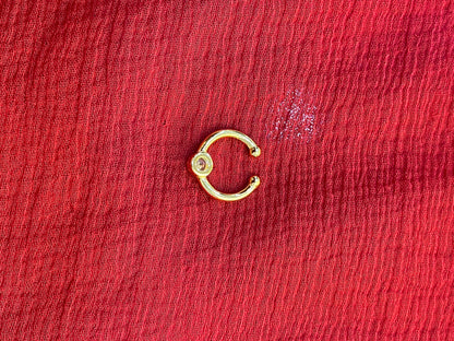 92.5 silver gold plated single white stone septum