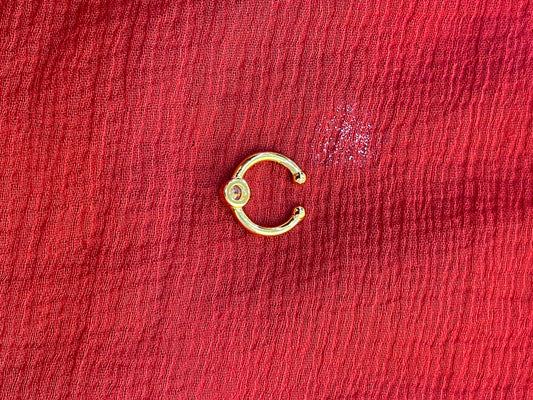 92.5 silver gold plated single white stone septum
