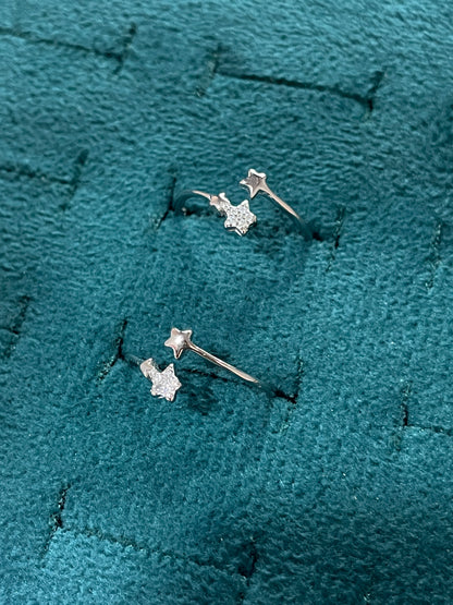 92.5 Sterling Silver Tristar Toe Rings for Women | Unique Triple Star Design