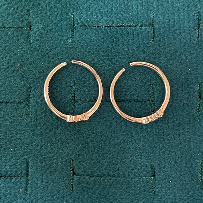 92.5 Silver Rose Gold Plated White CZ Geometric Toe Rings