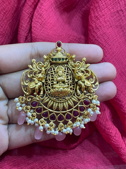92.5 Silver Gold Plated Lakshmi Devi Pendant for Women | Traditional Spiritual Design | Temple Jewellery