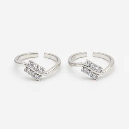 92.5 Silver CZ Toe Rings for Women