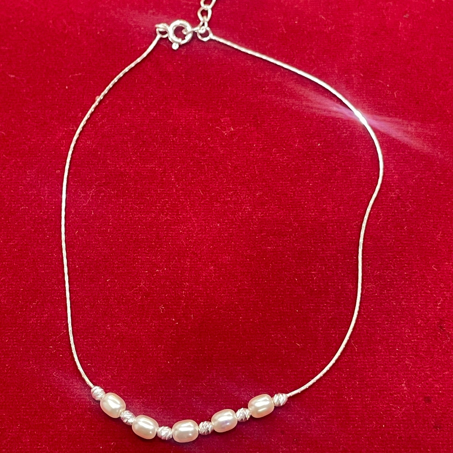 92.5 Sterling Silver Pearl Cluster Anklet for Women