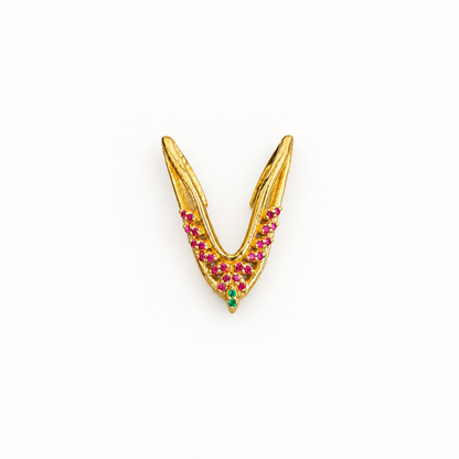 92.5 Silver Gold Plated Pink & Green CZ Vanki Ring for Women