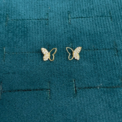 92.5 Sterling Silver Gold-Plated Butterfly Studs