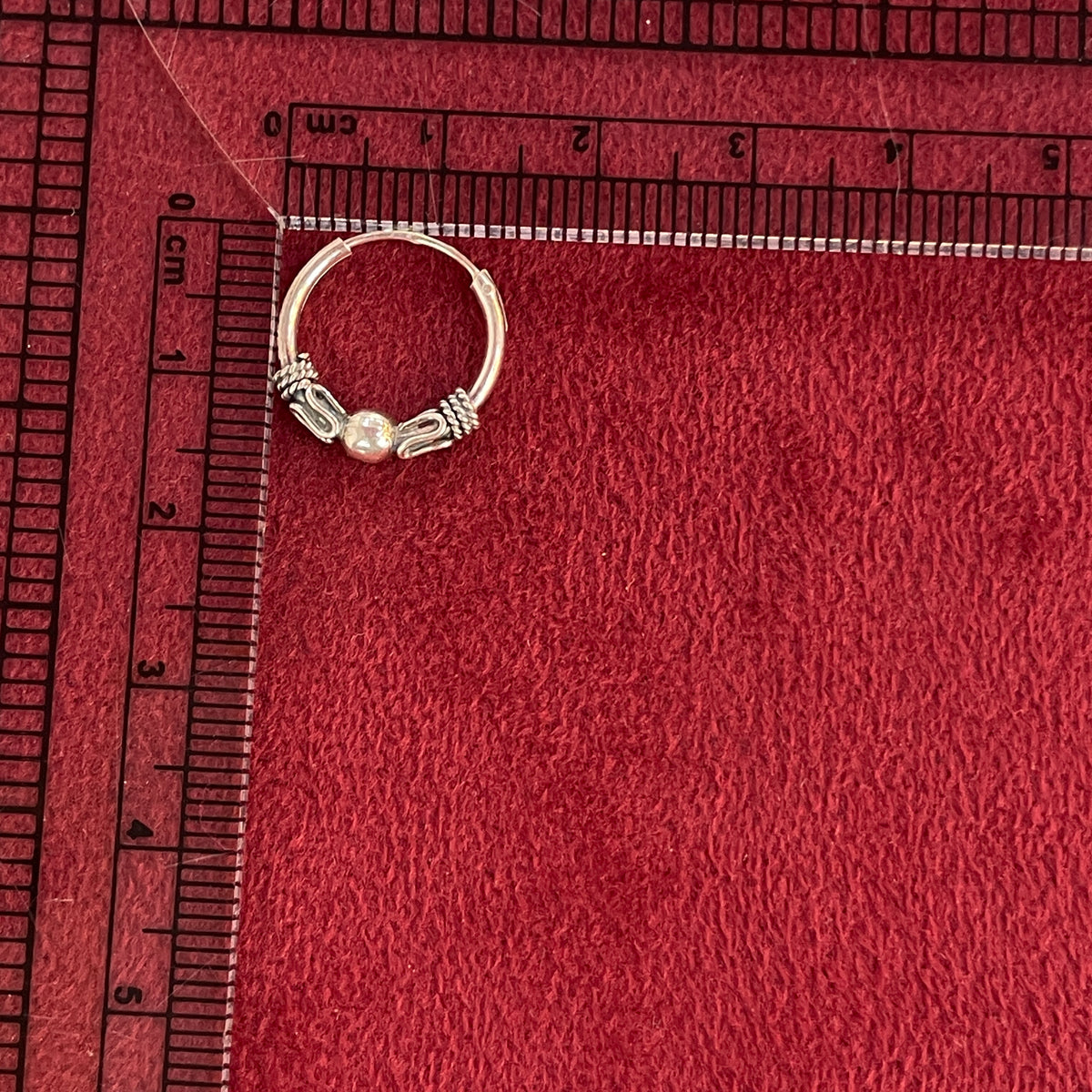 92.5 Silver Oxidised Bead Detail Hoop Earrings Pair