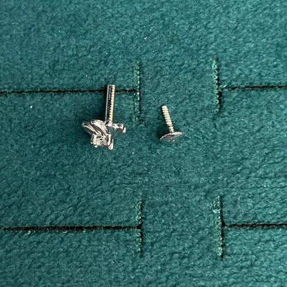 92.5 Sterling Silver Solitaire CZ Sunflower Prong Stud Earrings for Women pair