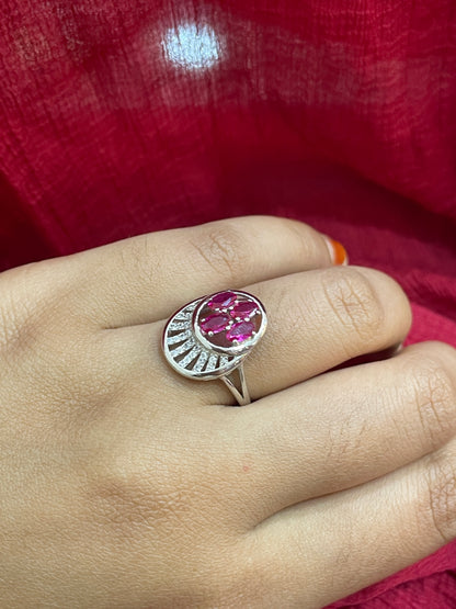 92.5 Silver Pink Stone Classy Ring for Women Size 17 | Elegant Premium Design | Stylish Jewellery