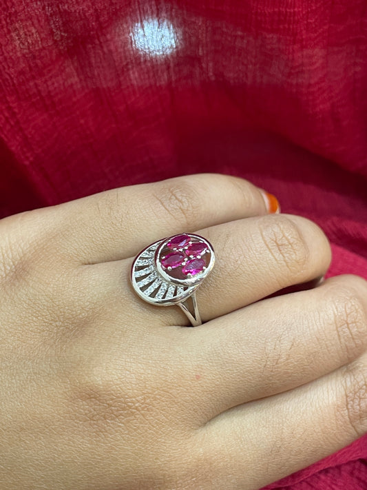 92.5 Silver Pink Stone Classy Ring for Women Size 17 | Elegant Premium Design | Stylish Jewellery