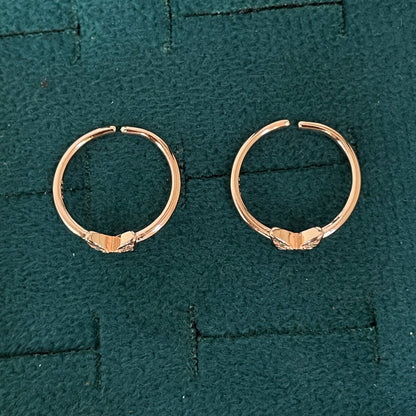 92.5 Silver Rose Gold Plated White CZ Butterfly Toe Rings