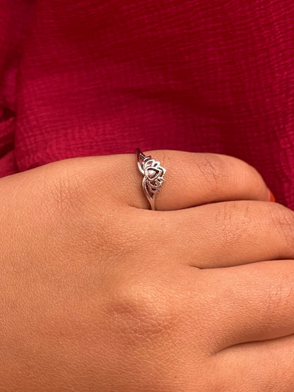 92.5 Silver Lotus Ring for Women Size 10 | Stylish Spiritual Design | Elegant Fashion Je